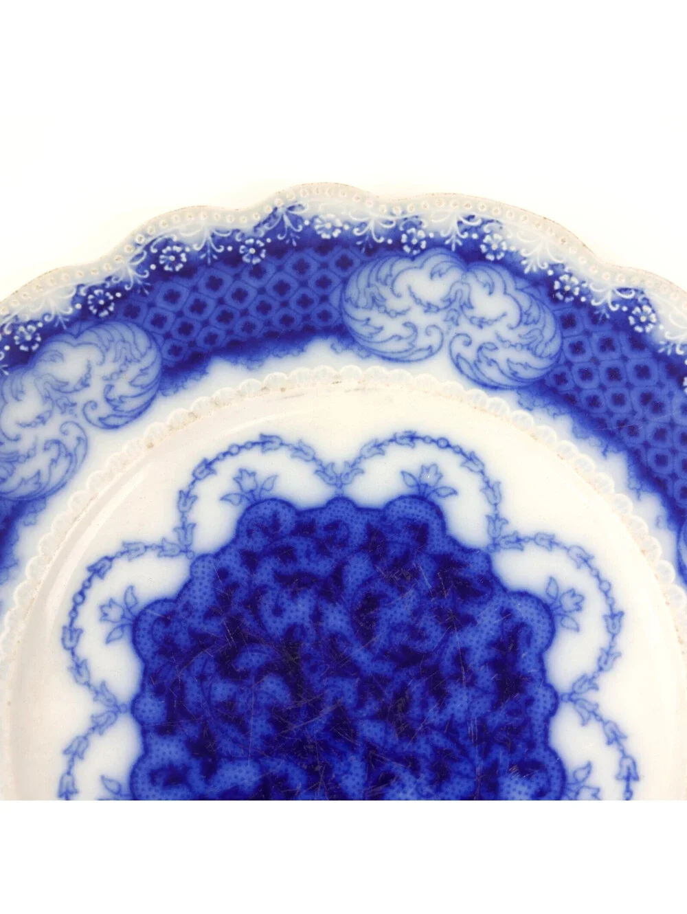 Antique WH Grindley Marlborough No Gold Flow Blue 9” Plate Staffordshire England